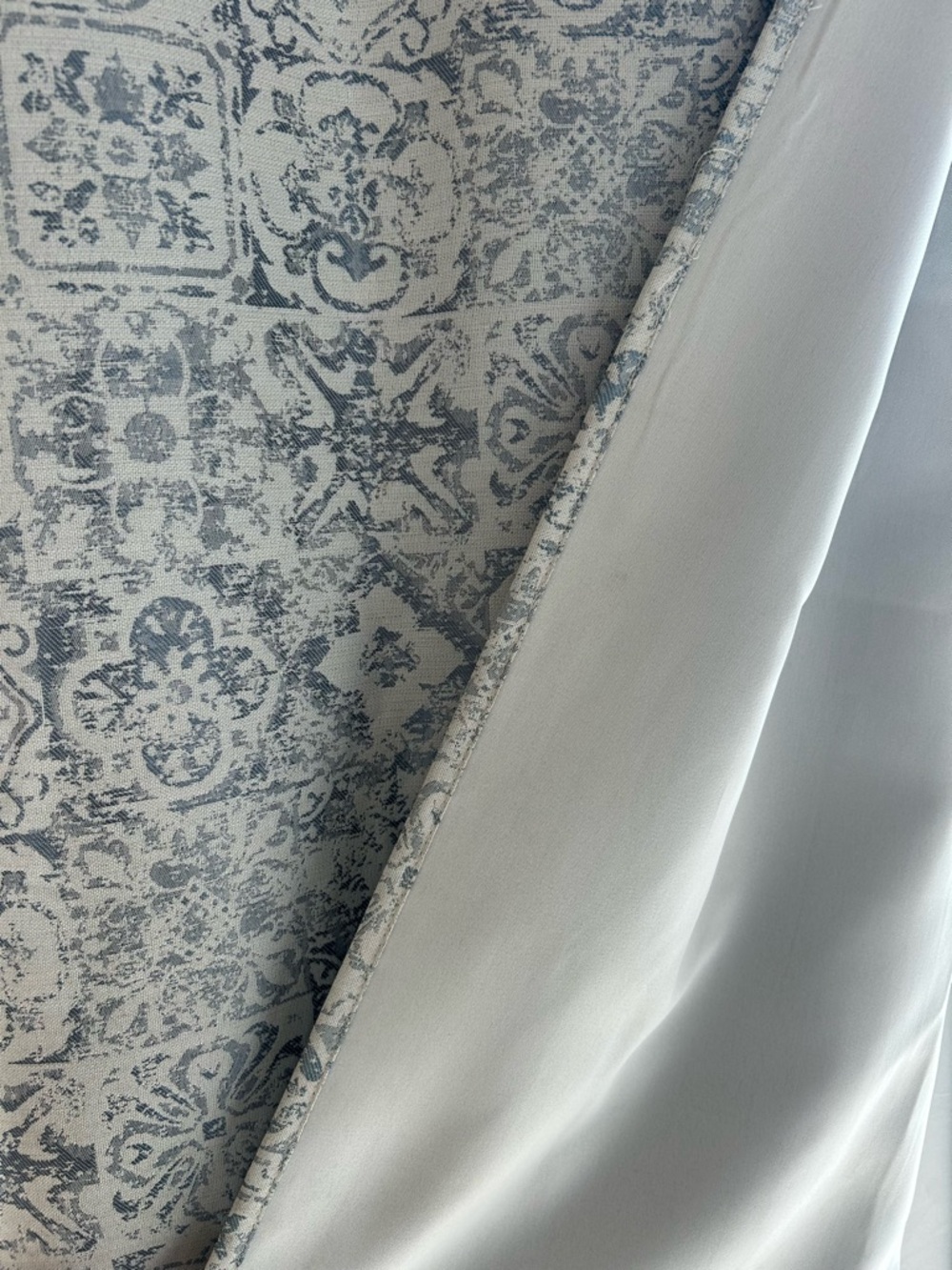 Neutral Blue Patterned Curtains - Picture 3 of 5